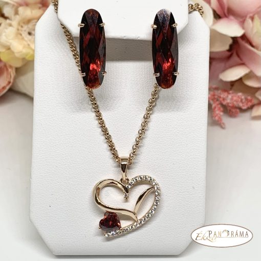  18k Gold Filled kristályos fülbevaló - Ruby