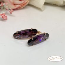  18k Gold Filled kristályos fülbevaló - padlizsán lila