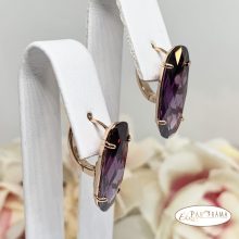  18k Gold Filled kristályos fülbevaló - padlizsán lila