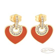  18K Gold Filled,antiallergén, beszúrós stiftes  fülbevaló - Red heart