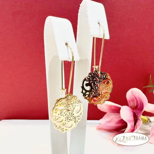 Gold Filled, antiallergén nemesacél alapú lógós fülbevaló - Elisa gold