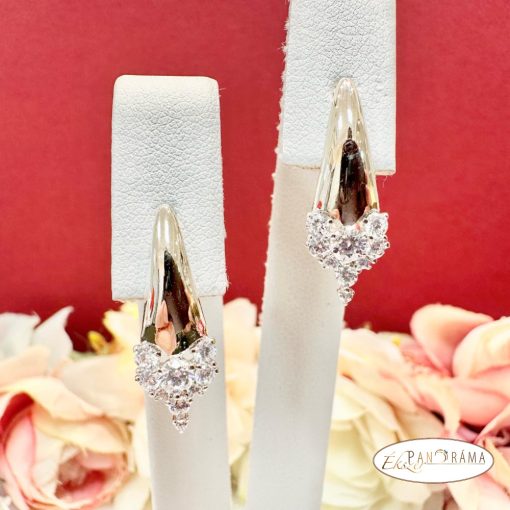 Fülbevaló, antiallergén White Gold Filled kristályos - Jennet white
