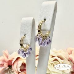    Antiallergén, 14K Gold Filled fülbevaló  lógó kristályokkal - light purple