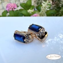 Antiallergén kapcsos fülbevaló csodás kristályokkal, 18K Gold Filled - Blue
