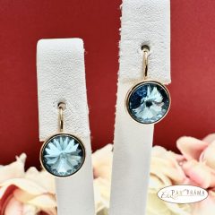   Eredeti kristályos, 18K Gold Filled francia kapcsos fülbevaló - Karina blue