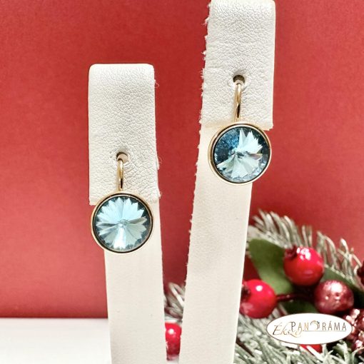 Eredeti kristályos, 18K Gold Filled francia kapcsos fülbevaló - Karina blue