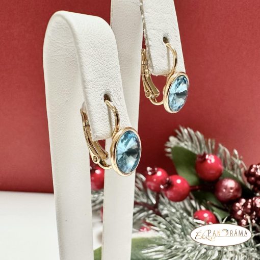 Eredeti kristályos, 18K Gold Filled francia kapcsos fülbevaló - Karina blue