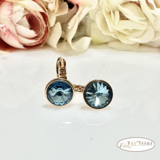 Eredeti kristályos, 18K Gold Filled francia kapcsos fülbevaló - Karina blue