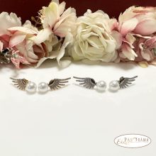 Antiallergén, White Gold Filled kapcsos fülbevaló  - Wing white