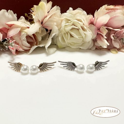 Antiallergén, White Gold Filled kapcsos fülbevaló  - Wing white