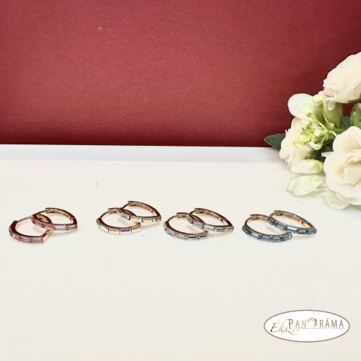 Eredeti kristályokkal díszített, Antiallergén fülbevaló, 18K Gold Filled - Kittina kék