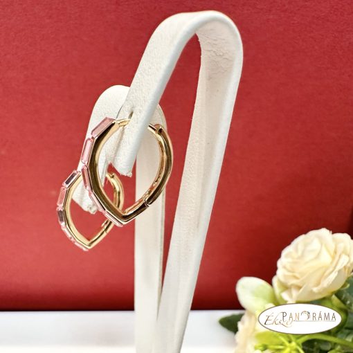 Eredeti kristályokkal díszített, Antiallergén fülbevaló, 18K Gold Filled - Kittina rózsaszín 