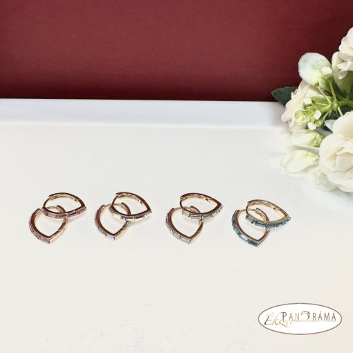 Eredeti kristályokkal díszített, Antiallergén fülbevaló, 18K Gold Filled - Kittina rózsaszín 