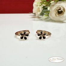 Antiallergén, 18K Gold Filled kapcsos fülbevaló  - Flower black 