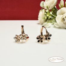 Antiallergén, 18K Gold Filled kapcsos fülbevaló  - Flower black 