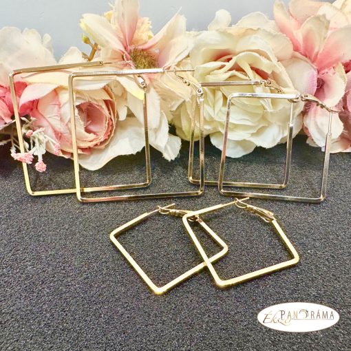  18K Gold Filled, antiallergén szögletes “karika” fülbevaló  - Zenta 30