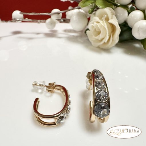 18K Gold Filled fülbevaló eredeti kristályokkal- Bianka white