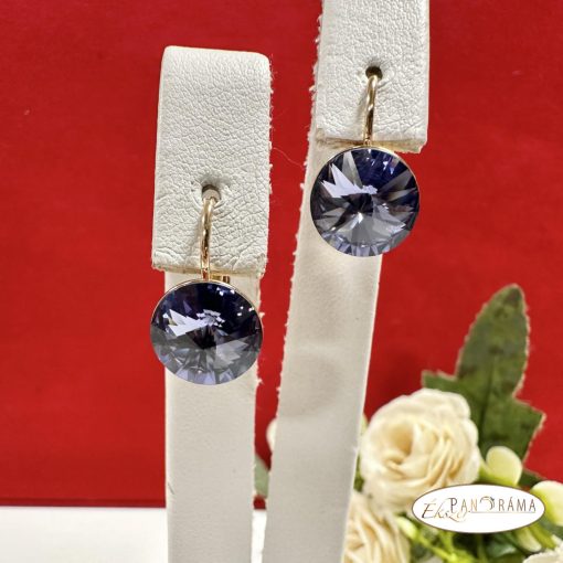 18K Gold Filled francia kapcsos fülbevaló, eredeti kristállyal- Boróka tanzanite violet