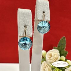   18K Gold Filled francia kapcsos fülbevaló, eredeti kristállyal- Boróka aquamarine