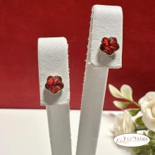 Eredeti kristályos, Gold Filled beszúrós fülbevaló - Red Flower