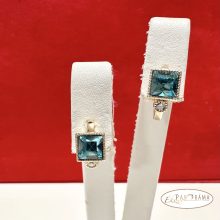 18K Gold Filled, antiallergén, eredeti kristályos fülbevaló - Via blue