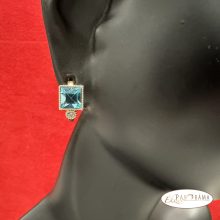 18K Gold Filled, antiallergén, eredeti kristályos fülbevaló - Via blue