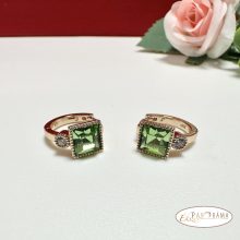 18K Gold Filled, antiallergén, eredeti kristályos fülbevaló - Via green