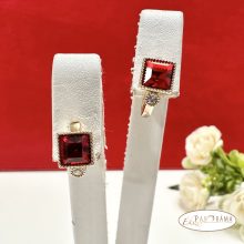 18K Gold Filled, antiallergén, eredeti kristályos fülbevaló - Via red