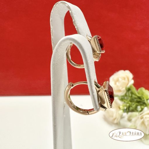 18K Gold Filled, antiallergén, eredeti kristályos fülbevaló - Via red