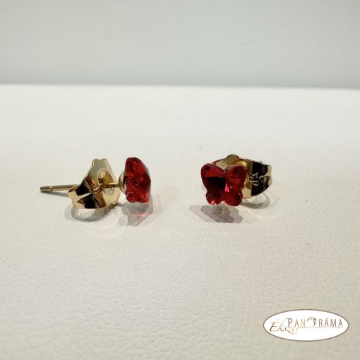 Eredeti kristályos, beszúrós fülbevaló - Butterfly red