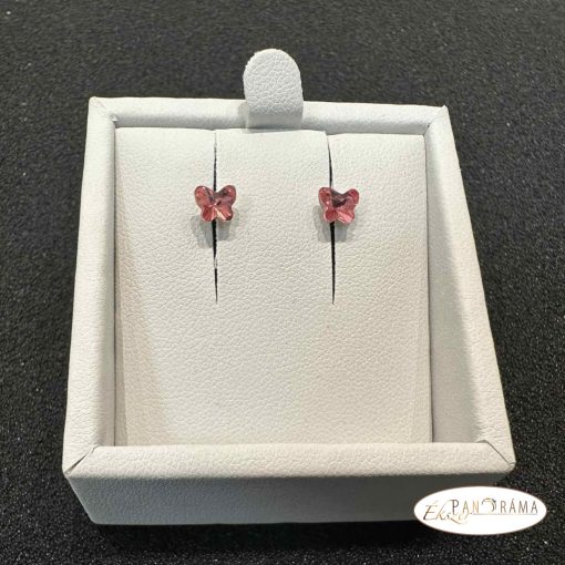 Eredeti kristályos, beszúrós fülbevaló - Butterfly rose