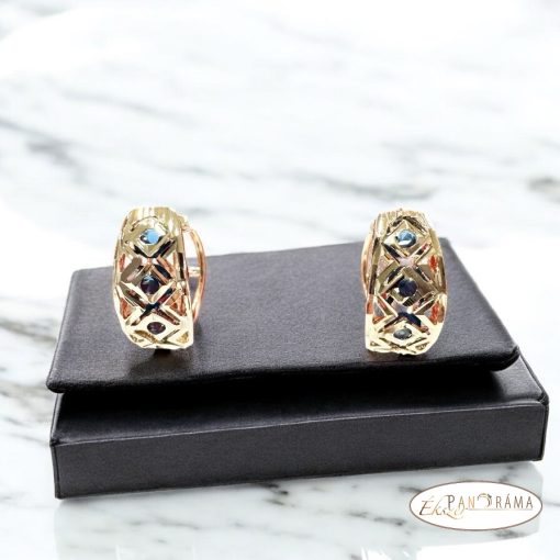 18K Gold Filled, antiallergén fülbevaló  - Nina blue