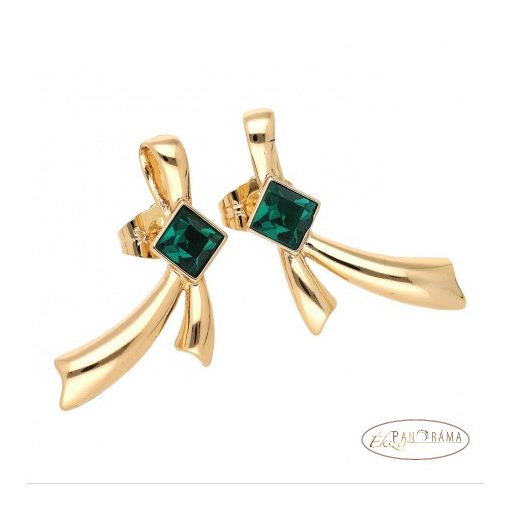 18K Gold Filled, eredeti kristályos fülbevaló - Milla smaragd