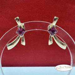   18K Gold Filled, eredeti kristályos fülbevaló - Milla Fuxia