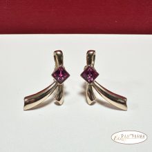 18K Gold Filled, eredeti kristályos fülbevaló - Milla Fuxia