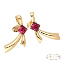 18K Gold Filled, eredeti kristályos fülbevaló - Milla Fuxia