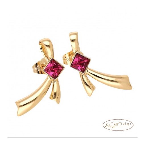 18K Gold Filled, eredeti kristályos fülbevaló - Milla Fuxia