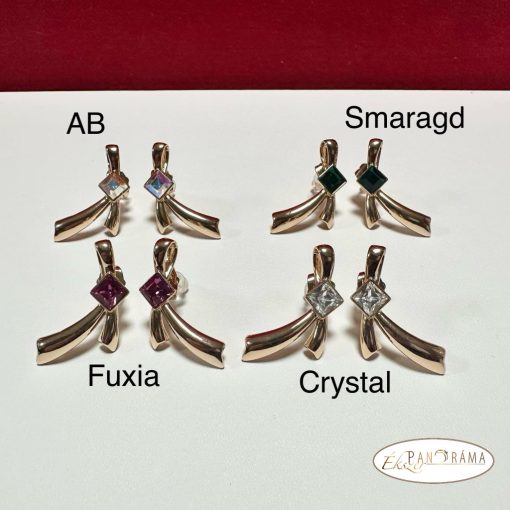 18K Gold Filled, eredeti kristályos fülbevaló - Milla Fuxia