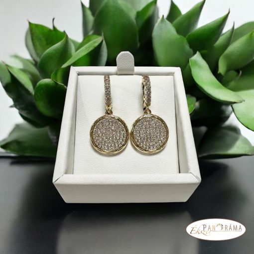 14K Gold Filled, apró kristályos lógós fülbevaló  - Kamilla