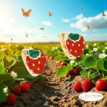  18K Gold Filled, bőrbarát gyerek fülbevaló  - Eperke