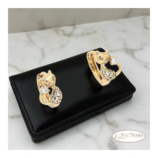  18K Gold Filled, bőrbarát gyerek fülbevaló  - Cat