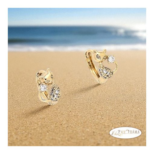  18K Gold Filled, bőrbarát gyerek fülbevaló  - Cat