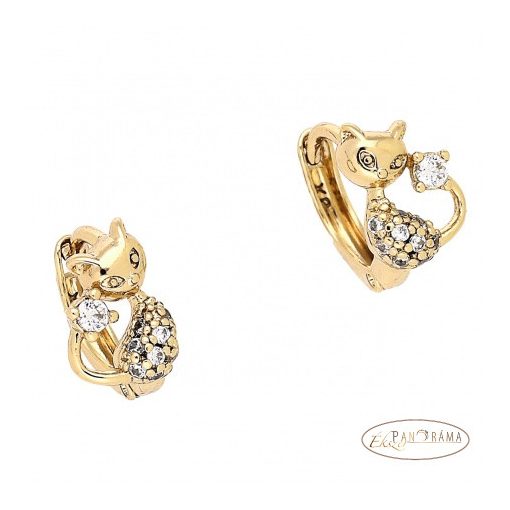  18K Gold Filled, bőrbarát gyerek fülbevaló  - Cat