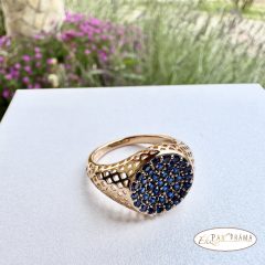   18 K Gold Filled  pecsét gyűrű  kristályokkal- Alexia blue