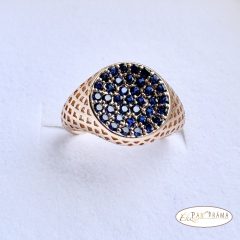   18 K Gold Filled  pecsét gyűrű  kristályokkal- Alexia blue