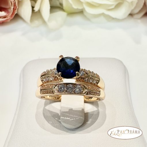  18 K Gold Filled páros gyűrű - Diána blue