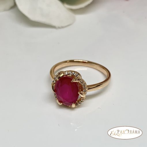18 K Gold Filled  gyűrű , kristállyal - Imelda fuxia
