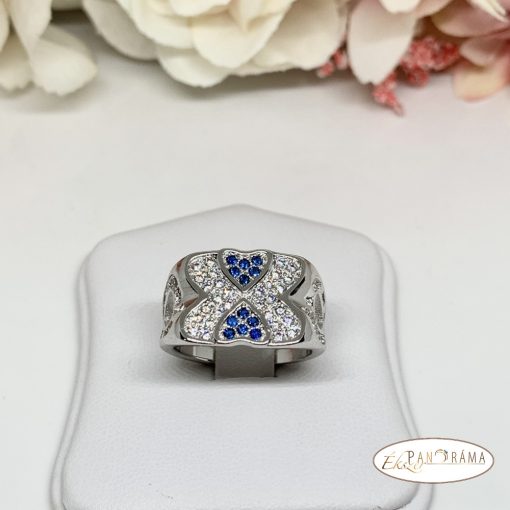 White Gold Filled kristályos  gyűrű - Love