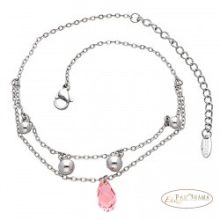 White Gold Filled Bokalánc, dupla soros, eredeti kristállyal - Csepp