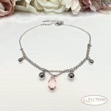 White Gold Filled Bokalánc, dupla soros, eredeti kristállyal - Csepp